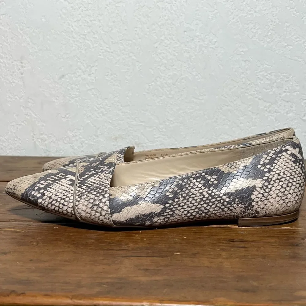 Cole Haan Ellora Skimmer Flats Python Snake‎ Print Leather Womens 6.5B